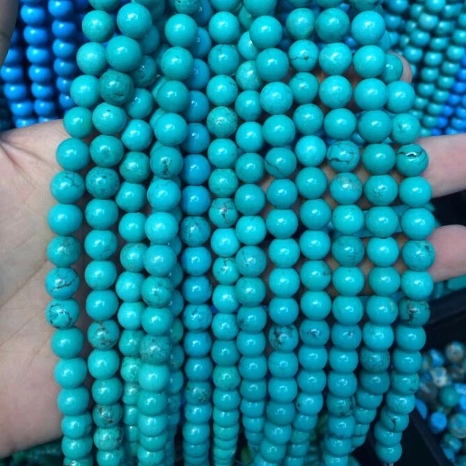 

Factory Price Loose Natural  Blue Turquoise Gemstone Beads Strands Jewelry making beads