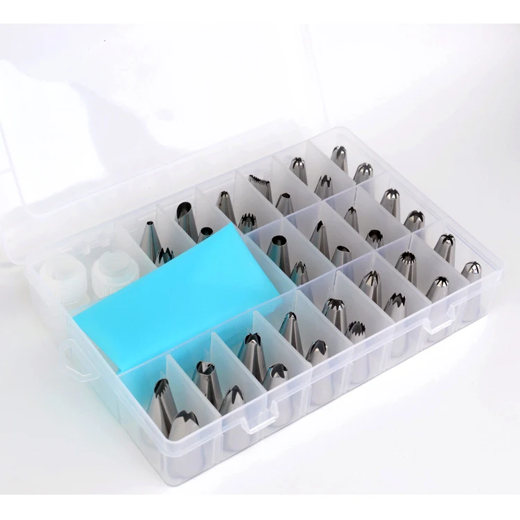 36 Pcs Cake Decorating Tips kit with 36 Stainless Steel Icing Tips Set 1silicone Pastry Bags 2 Reusable Couplers