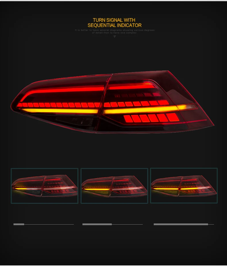 VLAND manufacturer for Car Taillight for Golf 7 LED Tail light for 2016 2017 2018 for Golf 7.5 Tail lamp with moving turn signal