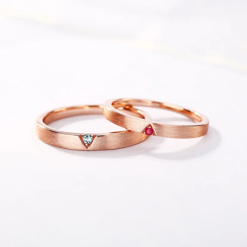 

Minimalist stacking rings 14K rose gold sister wedding ring set, Picture