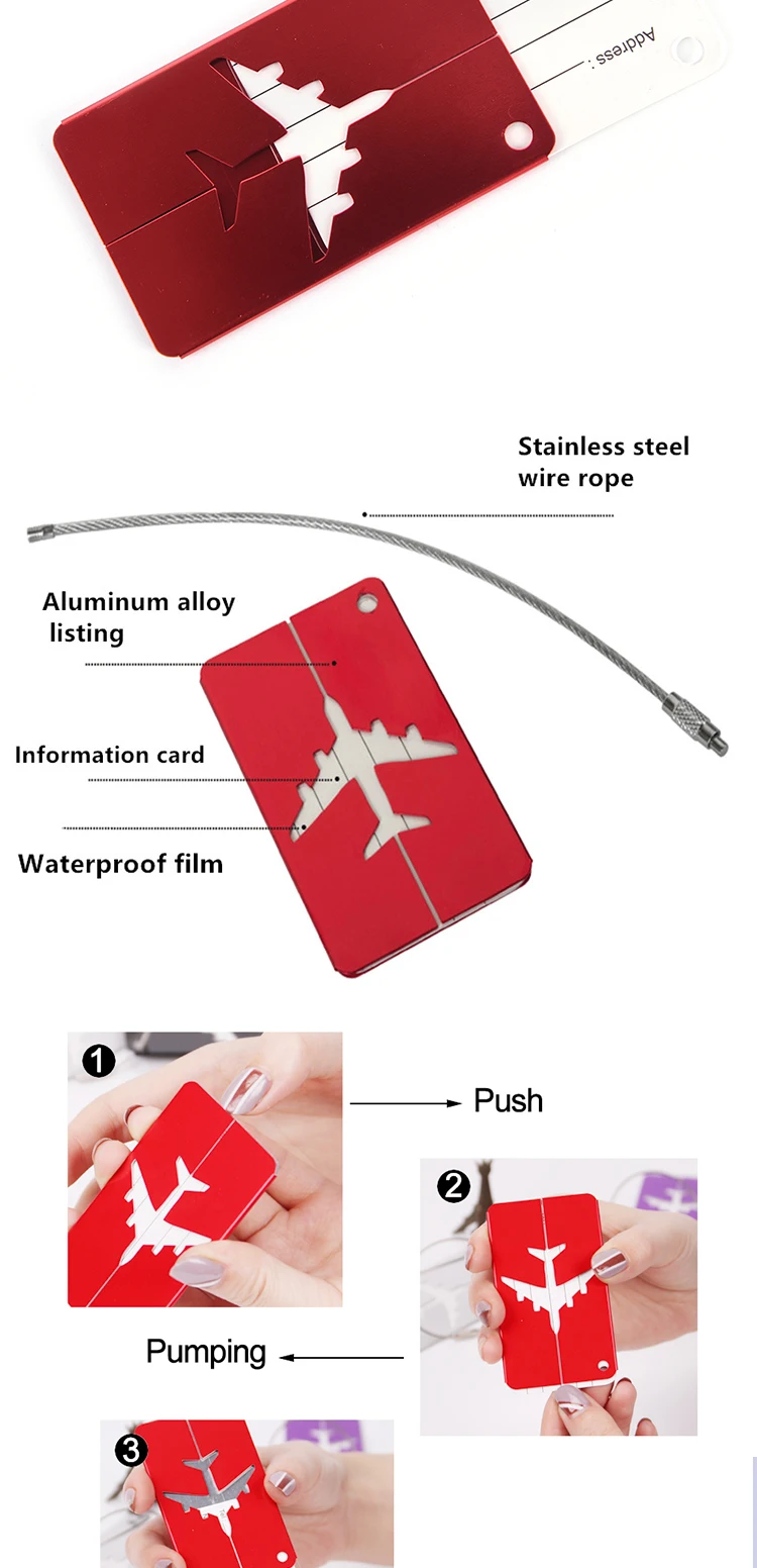 2023 Name Tag Aluminum Ally Steel Wire Aluminium Alloy Name Card Luggage Tag Airline Luggage