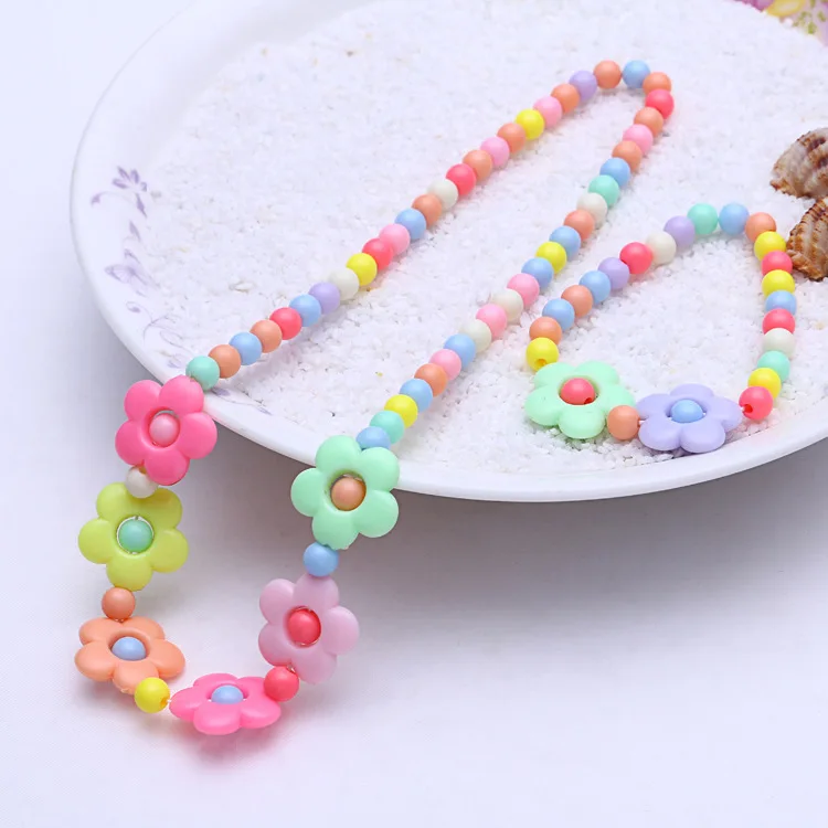 

Fashion child Jewelry Set Wholesale Handmade Acrylic Beaded Necklace and Bracelet Set children For Kids