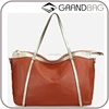 latest designer large genuine leather handbag women, fashion daily lady PU leather tote bag wholsale