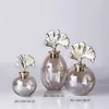Original design nobility silver gingko desktop counter delicate glass sculpture