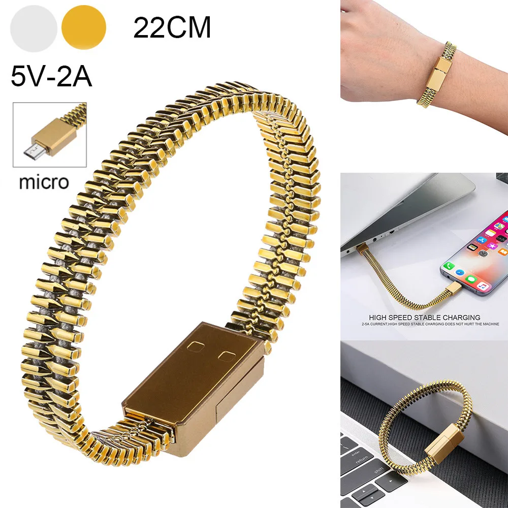 Outdoor Portable Metal Mini Micro Usb Bracelet Charger Data Charging