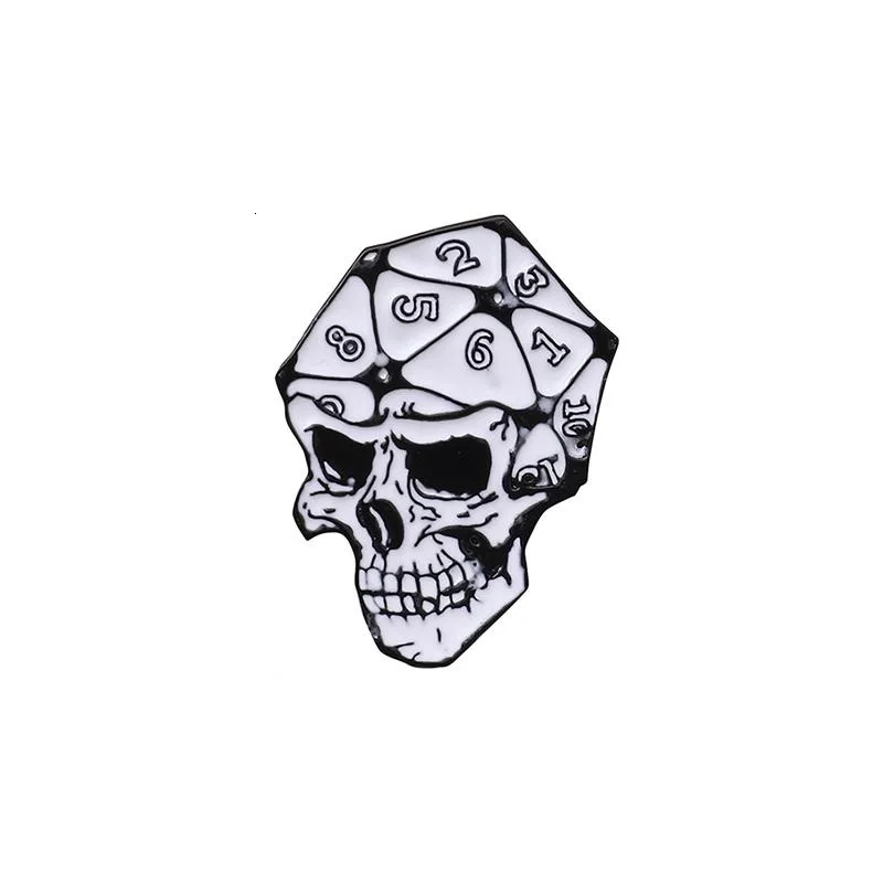 

Skeleton DnD Brain 20 sided dice Dungeons and Dragons Enamel pin Clothes Lapel Pin D20 Badge Game, Picture shows