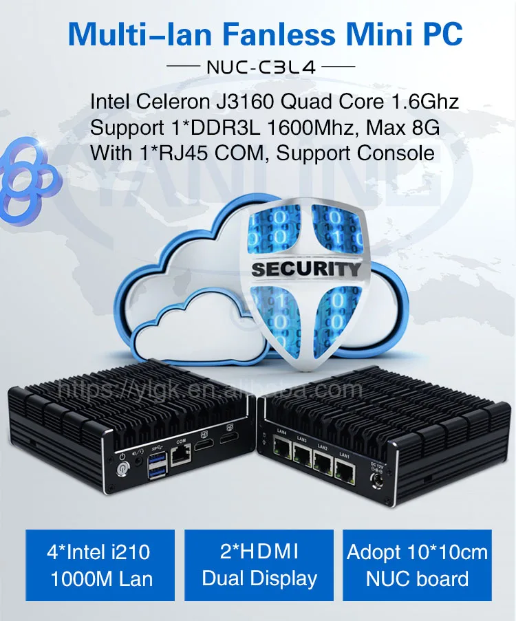 intel celeron j3160 quad core nuc mini pc with 4 intel gbe lan