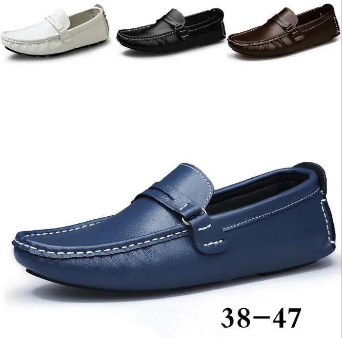 

cy30399a 38-47 size men Wear-resisting driving shoes Leather casual shoes men, White,black,blue,brown