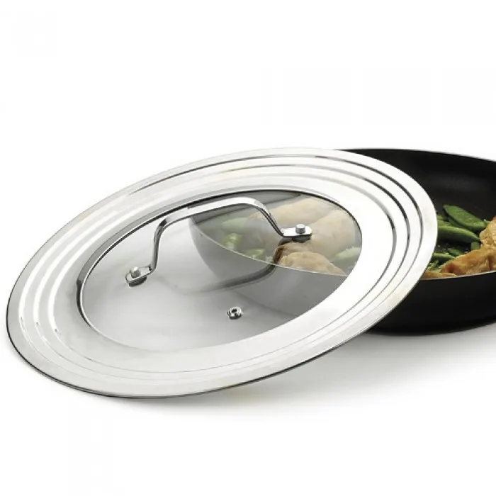 Universal Stainless Steel Lid for Pots, Pans, and Skillets - Fits 7 In to 12 In