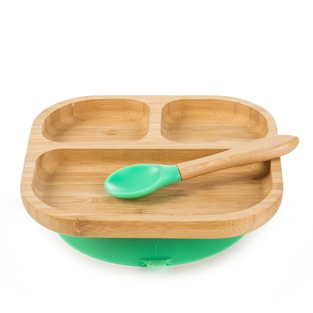 

Super hot | bamboo environmental friendly tableware | bamboo baby plate + spoon, Natural / carbonized