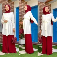 

Latest fashion islamic arab clothes ladies muslim top sets two-pieces tunic abaya women wear dress vetement femme musulmane