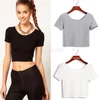 2015 New Women Best Sell U neck Sexy Crop Top Ladies Short Sleeve T Shirt Tee Short T-shirt Basic Stretch T-shirts2015 New Women
