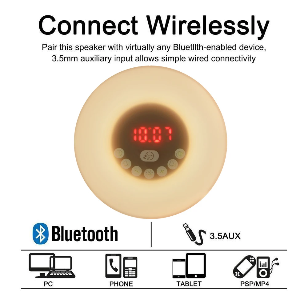 Sunrise Alarm Clock Bluetooth Speaker,Smart Wake Up Light Sleep Aid