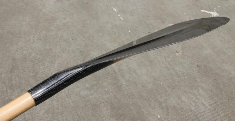 Wood Veneer Carbon Fiber Outrigger Canoe Paddle With Wood Bent Shaft