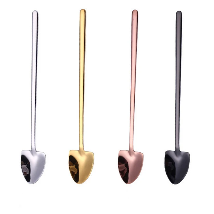 

304 stainless steel cutlery head mixing spoon creative long handle coffee spoon bar ice spoon gift custom logo, Silver;gold;rose gold;black;colorful