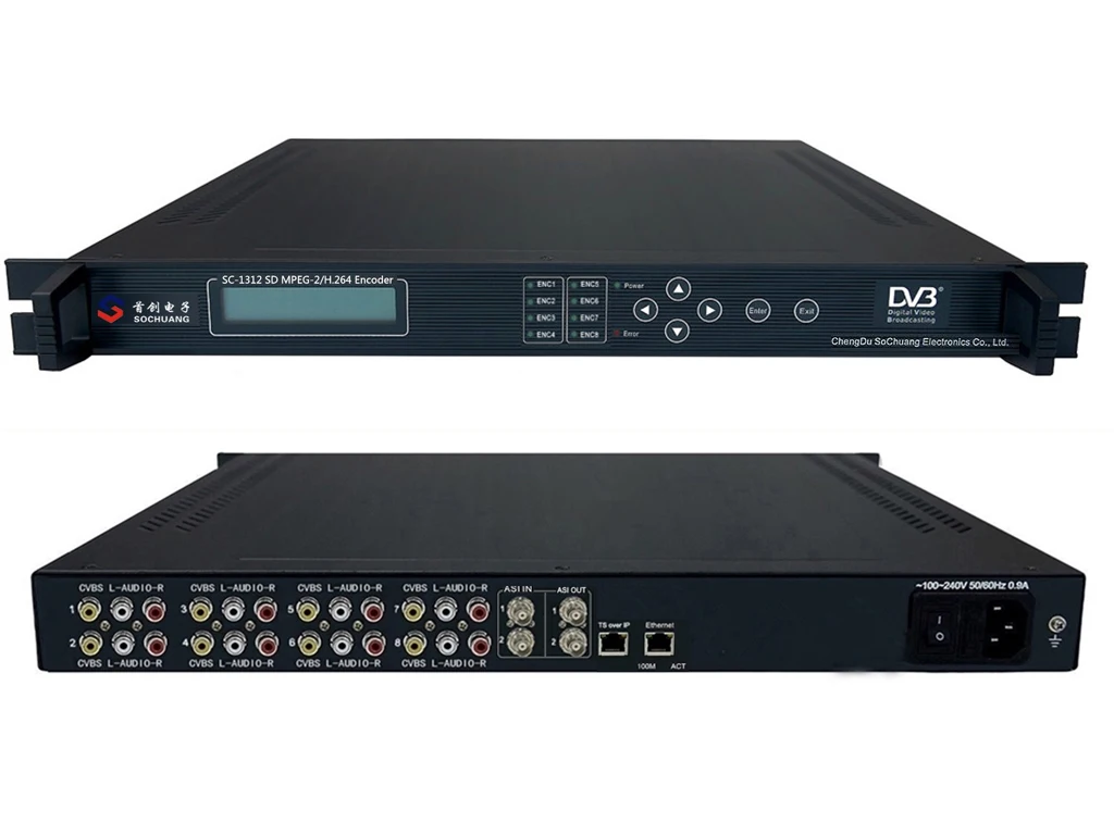 Sc1312 8in1 Ntsc Pal Mpeg2 H264 Iptv Encoder Live Video Broadcasting