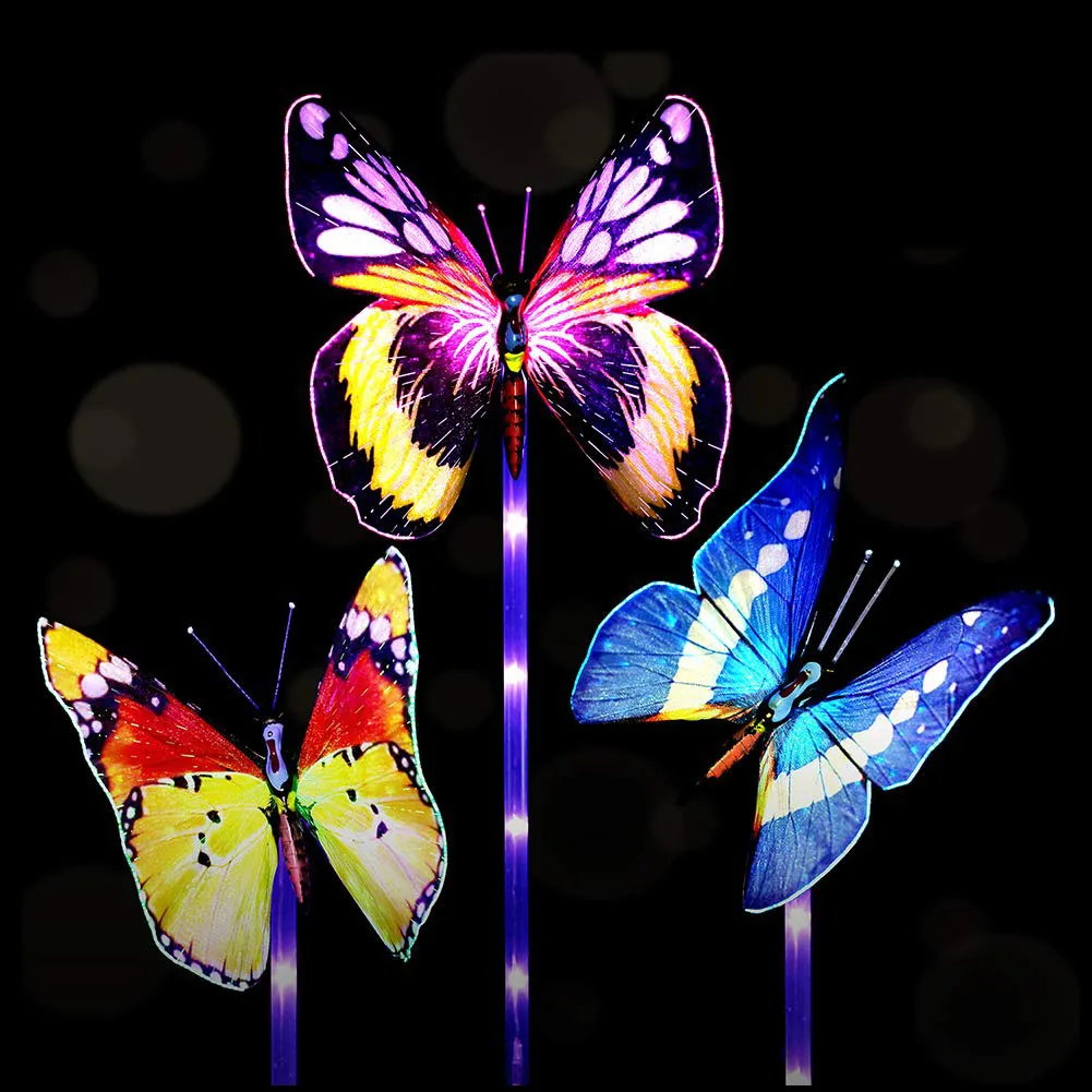 Luci Solari A Farfalla Per Esterno 2 Pezzi - Blu, Decorazione Da Giardino Con Pannello - 2