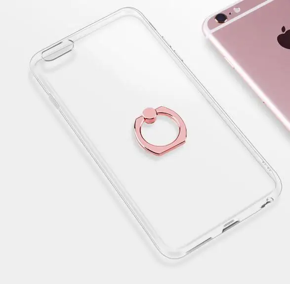 

360 rotating transparent TPU finger ring holder mobile phone back cover case for iphone X 6 6s 7 8 plus