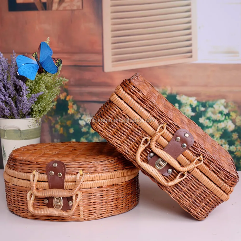 Handmade Rattan Small Box With Lid For Bulk Sundries Organizer Vintage  Straw Basket Jewelry Case Co