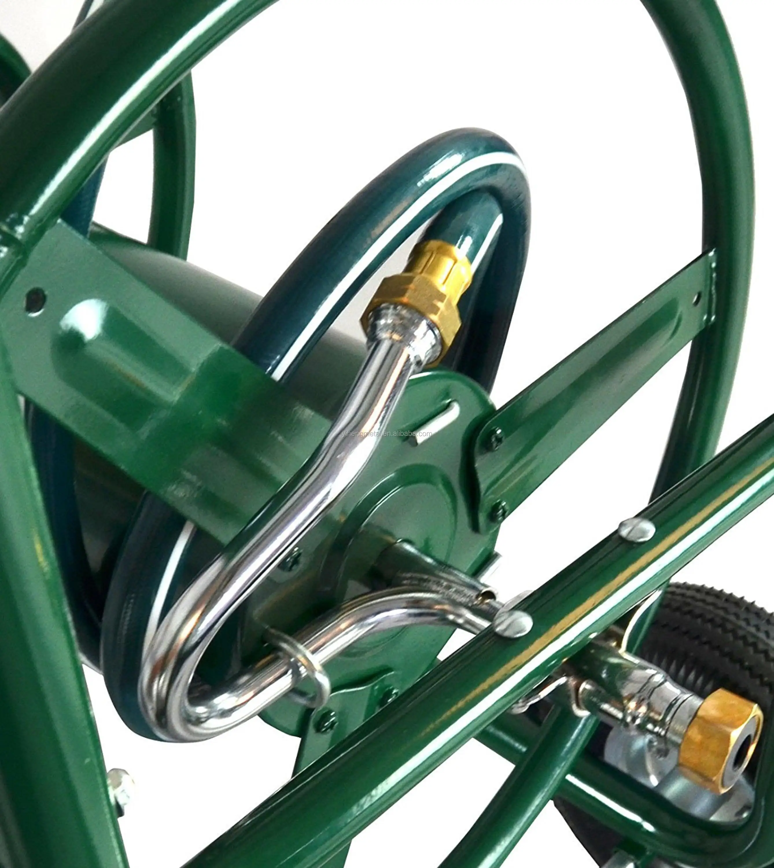 Steel Metal Four Wheel Garden Hose Reel Cart Small Garden Cart Rolling