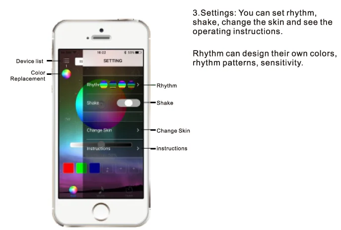 4key Remote Blue-tooth Wireless Music Remote Smartphone Controller for led rock light