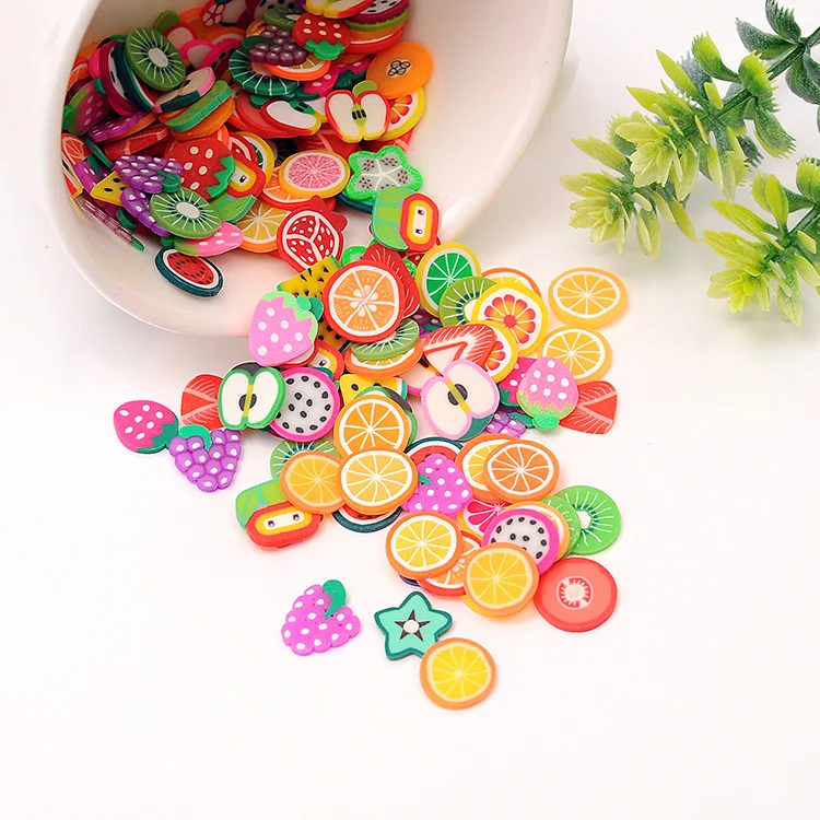 

1000pcs/bag Flatback Supplier Fruit Resin Set Mixes Nail Charm Wrap DIY Polymer Clay Beauty 3D Nail Decoration, Same with pic or customized