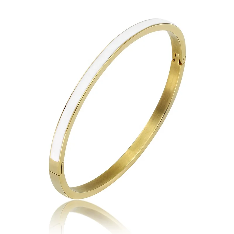 

Loftily Jewelry Custom Enamel Wholesale 316L Stainless Steel Bracelet IP Plated Gold Enamel Fashion Bangle Bracelets