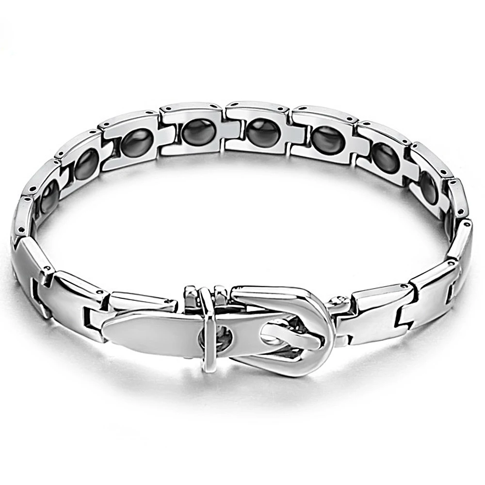 

Classic steel adjustable positive energy bracelets silver health magnet bracelet