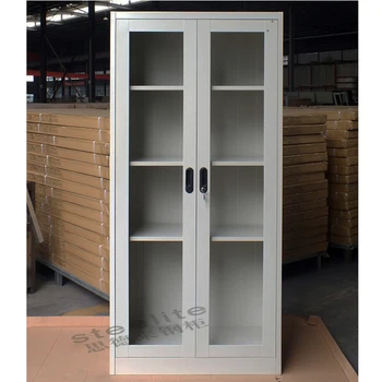 Lateral File Cabinet Bookcase Glass Doors Glass Front Storage