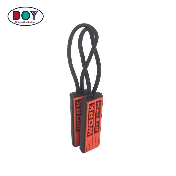 Personalized Design Custom Embossed Name Logo Fancy Pvc Rubber Zipper Pulls For Handbag