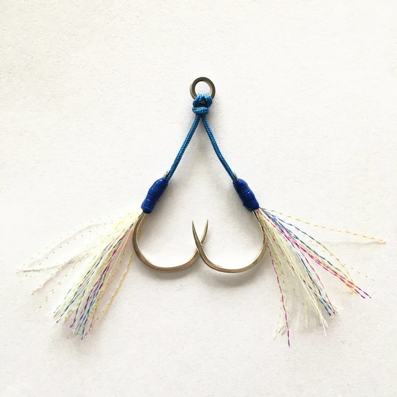 

FUNADAIKO high carbon steel jig hooks 3/0 fishing double hook jigging assist hooks, As pictures show