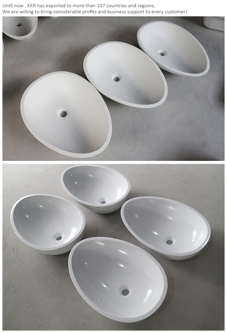 Modern Design Vanity Solid Surface Bathroom Round Basin Sink Countertop