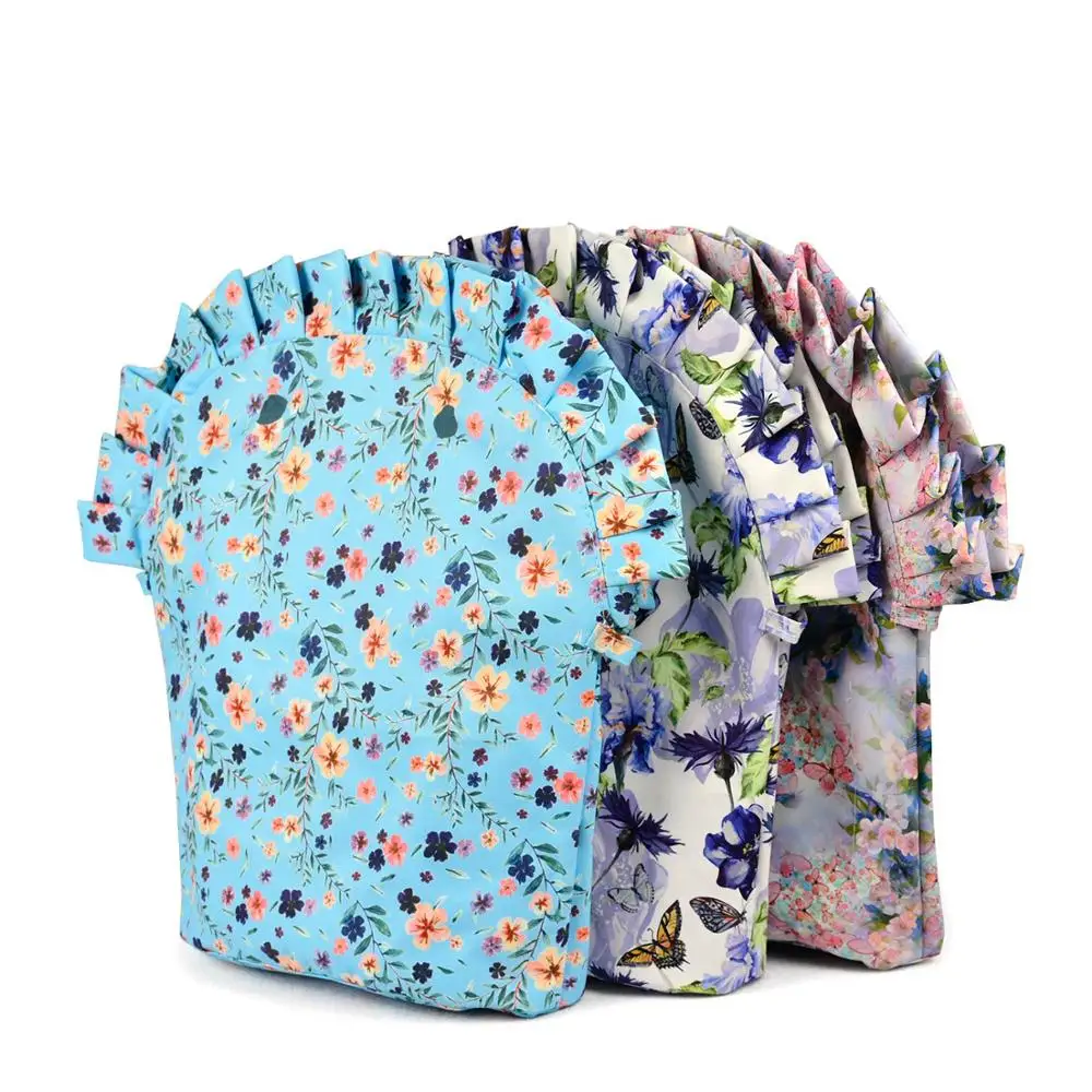 

Wholesale Waterproof Floral Frill Pleat Zipper composite cloth Insert Inner Pocket for O bag 50