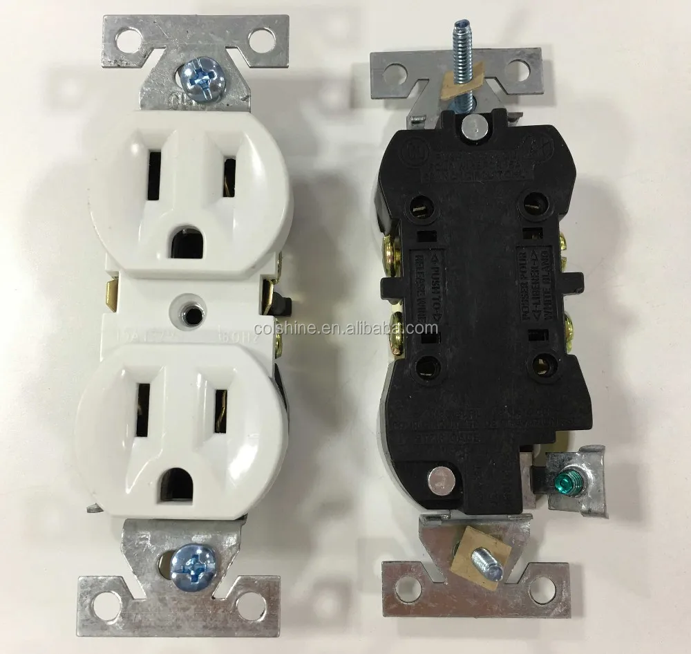 15 Amp Commercial Grade Tamper Resistant Self Grounding Duplex Socket ...