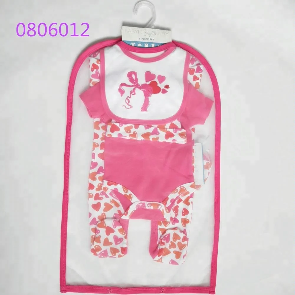 

2018 newest newborn baby rompers 100% cotton baby gift set clothes set 5pcs set whosale sells, Red
