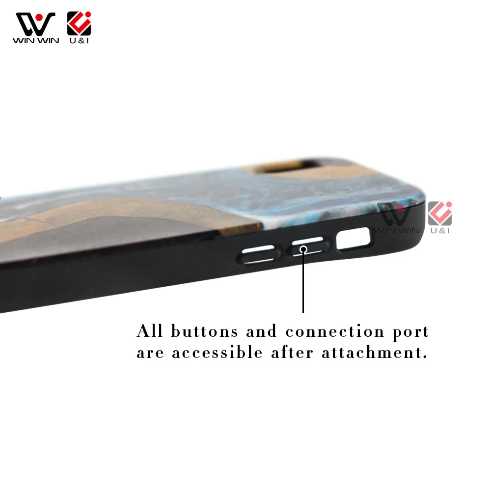 Deep Sea Water Natural Resin Solid Wood Phone Case For iPhone X XS XR XS Max