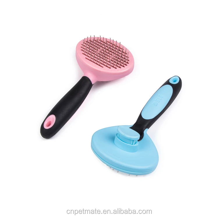 

Pet Dog Cat Hair Push Brush Self Cleaning Grooming Brush, Pink,bule or as you required