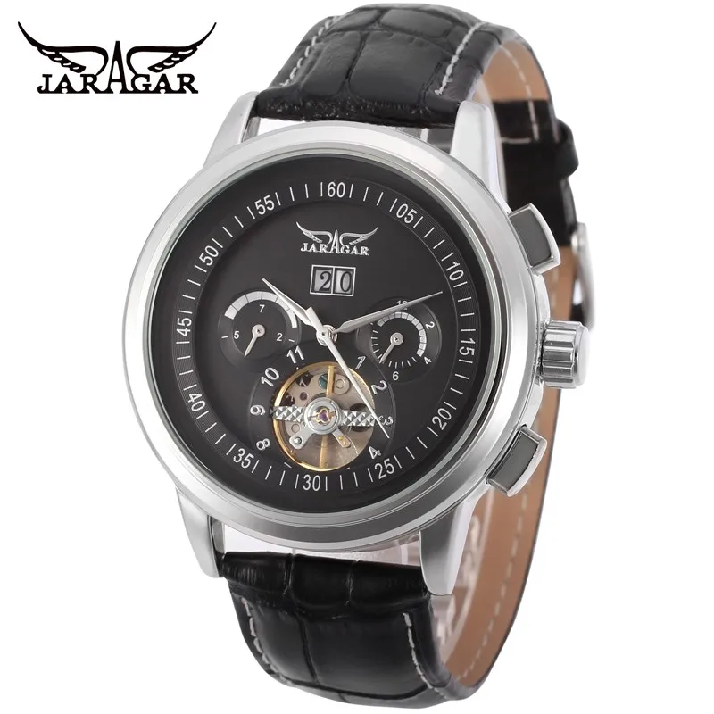 

New Jaragar Brand Automatic Self-wind relogio masculino Watch Genuine Leather Mechanical Fashion Luxury Watch Tourbillon Clock