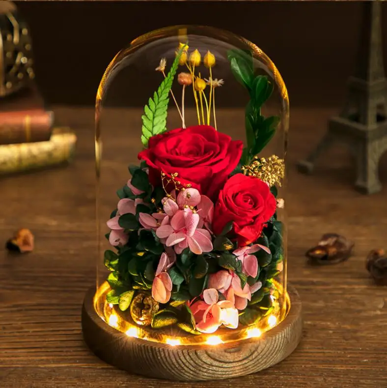 Red Eternal Rose Real Preserved Rose Flower Eternal Rose In Glass Dome