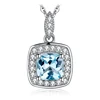 JewelryPalace 1.2ct Cushion Cut Genuine Blue Topaz Marquise Cubic Zirconia Pendant 925 Sterling Silver
