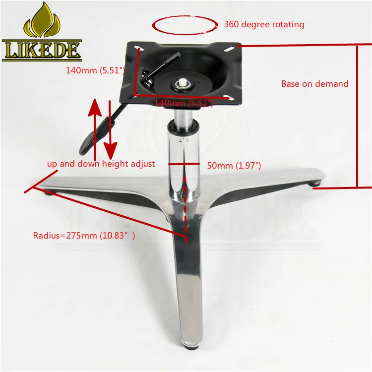 New Cheap 3-Star Aluminum Alloy Chair Base Metal Furniture Leg With Powder Coating Finish