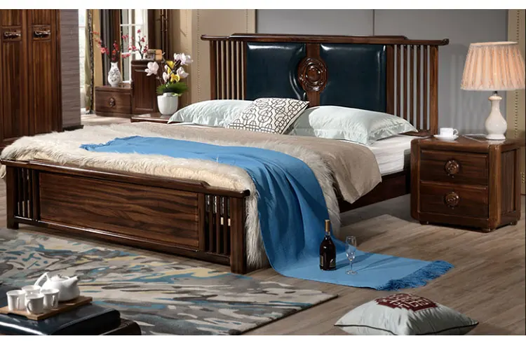 Custom Chinese Style Bedroom Furniture Solid Wood Double Bed With Fabric  Upholstered Bed Board - Buy Chinese Style Bed,Unfinished Wood Bunk Beds,Adult  Bed For Sale Product on Alibaba.com