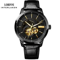 

LOBINNI 5015 Skeleton Waterproof Reloj De Hombre Stainless Steel Watches men Wrist automatic Mechanical hand watch for men
