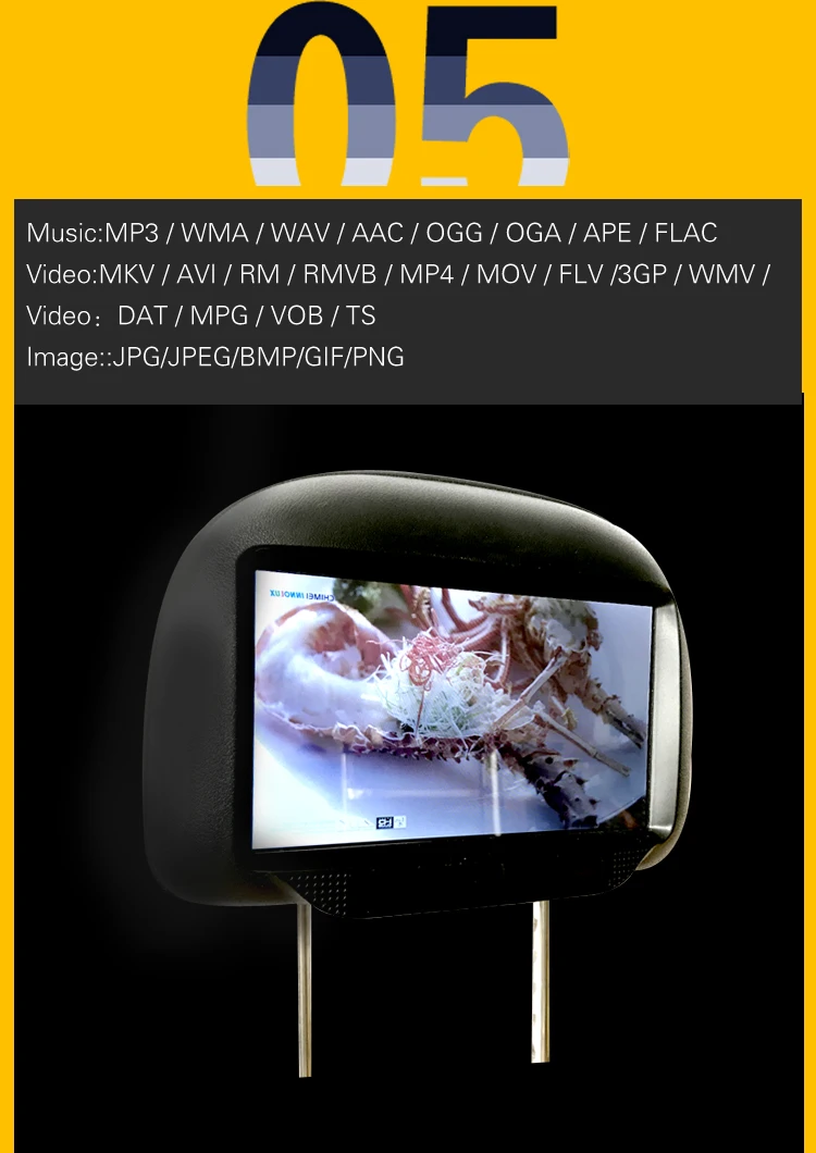 Wireless advertising player 9 Inch taxi headrest six video media ad player HD 3g wifi