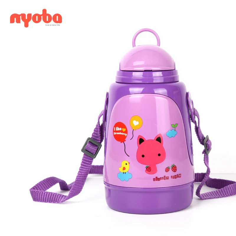 

Wholesale New leak-proof large capacity 800ml PP plastic portable Cartoon with rope straw outdoor kid child outdoor water bottle, Blue,purple,green