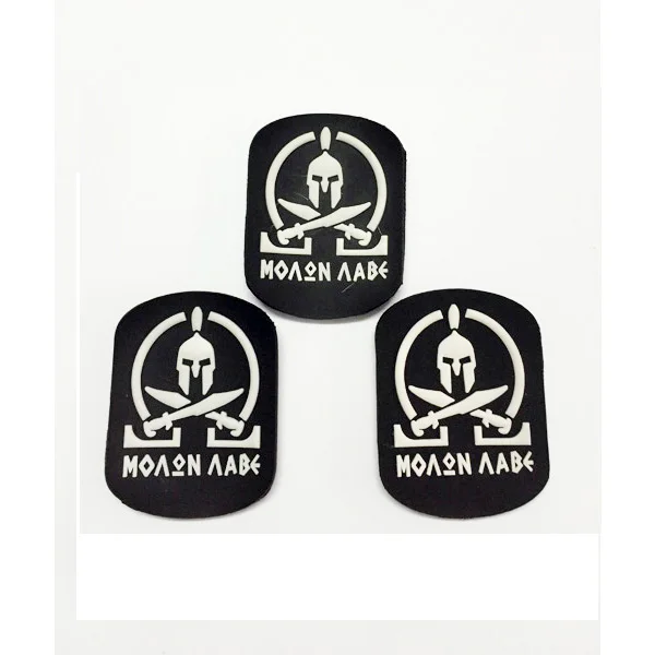 

Black Green Color Molon Spartan PVC 3D Rubber Military Patch, Red;white;black;blue and any other colors