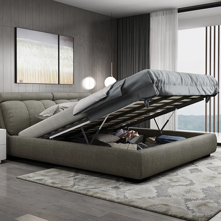 Simple modern double bed with tatami storage bed