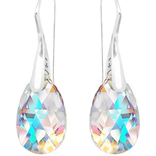 

Crystal Aurora Drop Earrings 925 Sterling Silver Austria Crystal Girls Hermosa Jewelry Amazon HOT, White