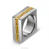 Yiwu Aceon Stainless Steel Thick Weighted Gold Greek Square Ring For Men