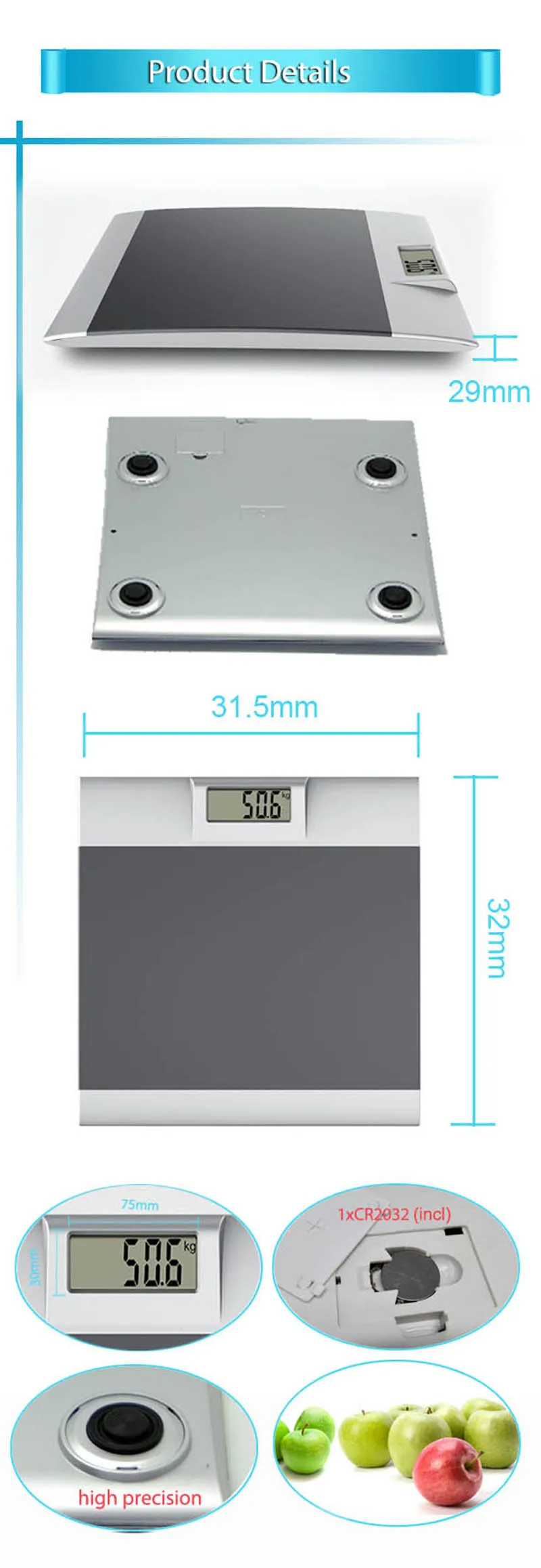 Sunny ABS Plastic Electronic Digital Bathroom Body Weighing Fat Scale